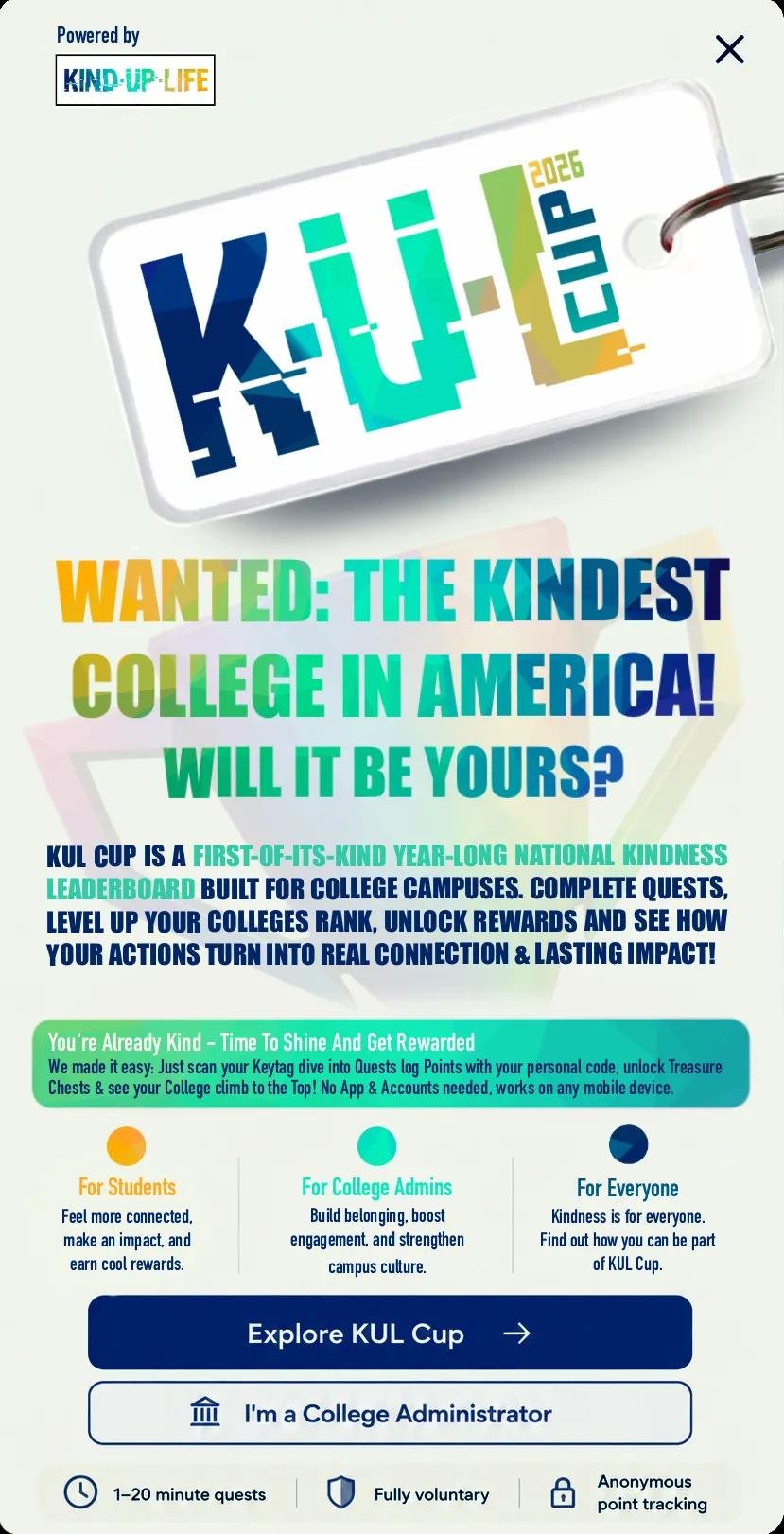 KÜL Cup 2026 — Wanted: The Kindest College in America